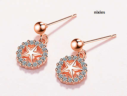 AMAZING  18K ROSE GOLD VERMEIL STAR EARRINGS