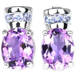 **SALE**  REAL AMETHYST & TANZANITE 925 STERLING SILVER EARRINGS