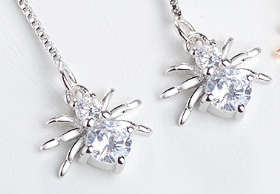 AWESOME STERLING SILVER FILLED DANGLING SPIDER EARRINGS