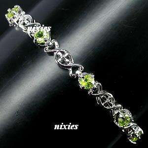 PURE 925 STERLING SILVER PERIDOT TENNIS BRACELET