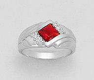 [R1250] AMAZING PURE 925 STERLING SILVER RUBY CZ RING - SIZE 8(Q)