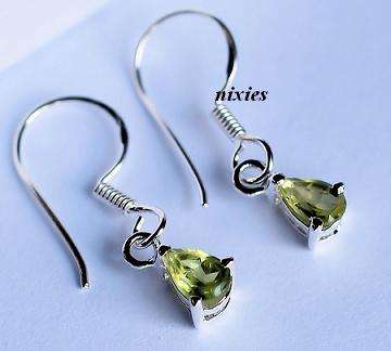ADORABLE REAL PERIDOT TEARDROPS IN 925 STERLING SILVER