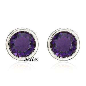 CHARMING REAL AMETHYST 925 STERLING SILVER STUDS