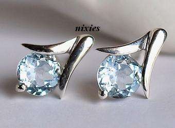 ADORABLE GENUINE BLUE TOPAZ SOLID SILVER STUDS