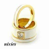 STYLISH WHITE WEDDING SET WITH DIAMOND CZ  - SIZE 7(O)