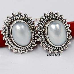 EXQUISITE BRILLIANT WHITE 925 STERLING SILVER PEARL STUDS