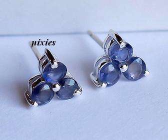 DARLING  SOLID SILVER IOLITE EARRING STUDS