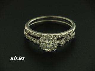 GORGEOUS SOLID 925 STERLING SILVER DIAMANTE WEDDING SET - SIZE 6.5 (N)