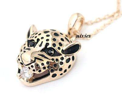MAGNIFICENT LEOPARD WITH SWAROVSKI DIAMOND NECKLACE