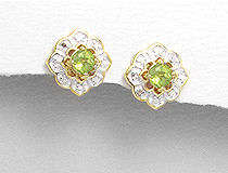 **NEW** LOVELY GENUINE PERIDOT & DIAMOND EARRINGS