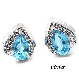 GORGEOUS 925 STERLING SILVER BLUE TOPAZ EARRINGS