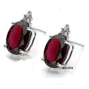SPECTACULAR 1.25CT GENUINE GARNET & DIAMOND 925 STERLING SILVER EARRINGS