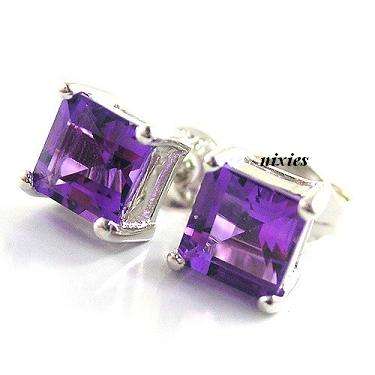 CHARMING CT GENUINE AMETHYST 925 STERLING SILVER EARRINGS