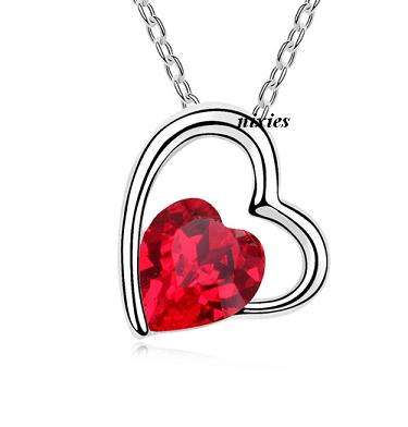 STRIKING RED SWAROVSKI HEART NECKLACE