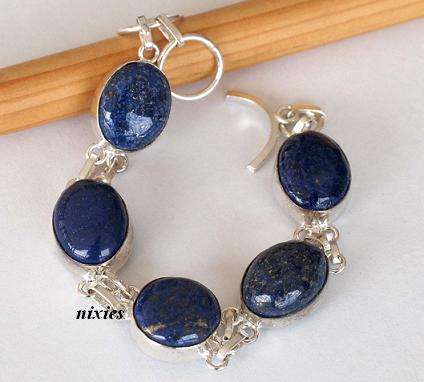 NATURAL LAPIS LAZULI SILVER BRACELET
