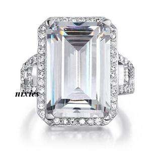 **JUST ARRIVED** MASSIVE 8.5CT EMERALD CUT SIM DIAMOND RING  - SIZE 6(M)