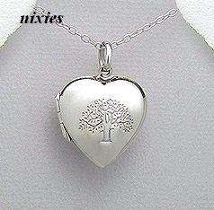 **GO GREEN**   925 STERLING SILVER LOCKET PENDANT WITH TREE ENGRAVED