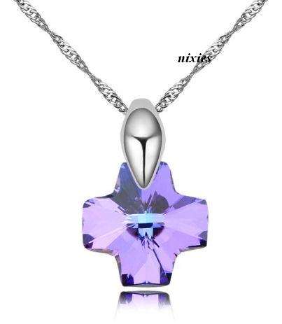 EXQUISITE AMETHYST SWAROVSKI CROSS CRYSTAL  on chain