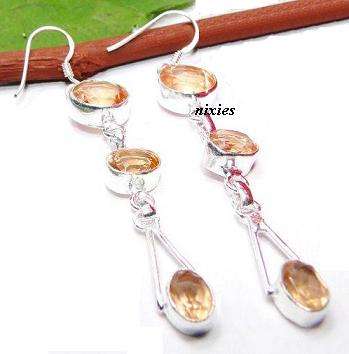 LOVELY MORGANITE QUARTZ SILVER EARRINGS