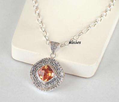 ATTRACTIVE CHUNKY  MORGANITE PENDANT NECKLACE