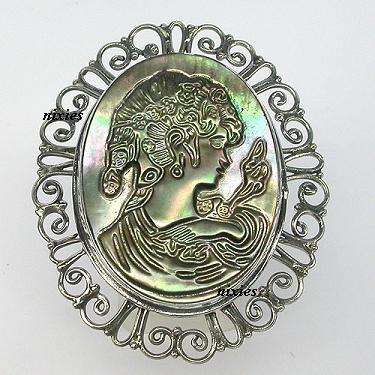 HUGE 41.19CT MOTHER OF PEARL 925 STERLING SILVER RING - SIZE 9(S)