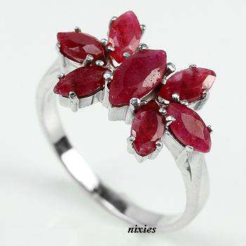 LOVELY GENUINE RUBY 925 STERLING SILVER RING - SIZE 8.5(R)