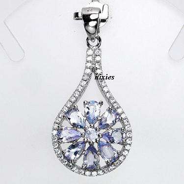 EXQUISITE 17.16CTW  GENUINE TANZANITE 925 STERLING SILVER PENDANT
