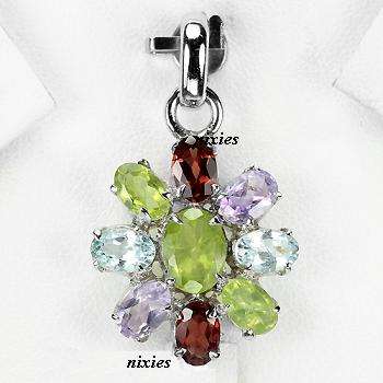 GENUINE MULTI GEM 925 STERLING SILVER PENDANT