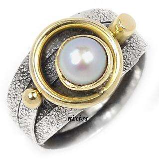 ATTRACTIVE PEARL 925 STERLING SILVER RING - SIZE 8(Q)