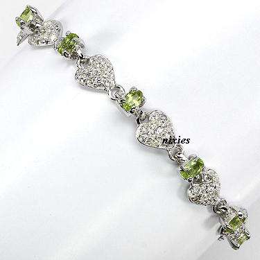 LOVELY GENUINE PERIDOT 925 STERLING SILVER BRACELET