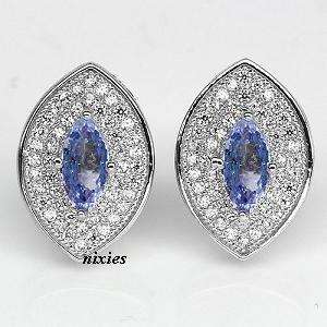 ELEGANT REAL TANZANITE CHUNKY 925 STERLING SILVER STUDS