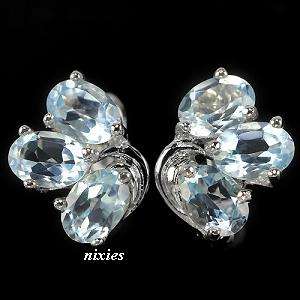 GORGEOUS SOLID 925 STERLING SILVER BLUE TOPAZ EARRINGS