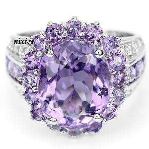 GORGEOUS REAL AMETHYST 925 STERLING SILVER RING - SIZE 6.5(N)