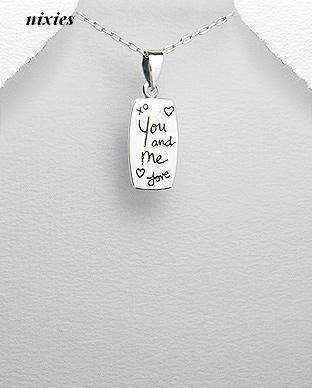 PURE 925 STERLING SILVER "YOU & ME" ENCRYPTED PENDANT