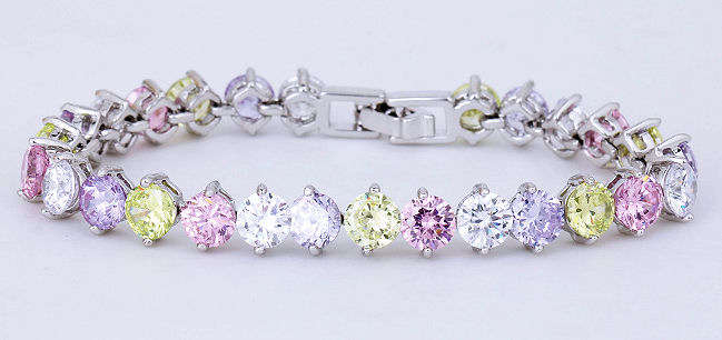 BEAUTIFUL MULTI PASTEL CZ TENNIS BRACELET
