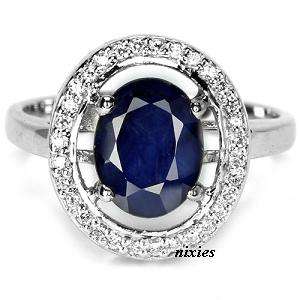 ATTRACTIVE REAL SAPPHIRE 925 STERLING SILVER RING - SIZE 7(O)