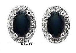 NATURAL DIAMOND & SAPPHIRE EARRINGS SET IN 925 STERLING SILVER
