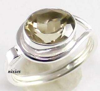 LOVELY REAL LEMON TOPAZ 925 STERLING SILVER RING - SIZE 6(M)