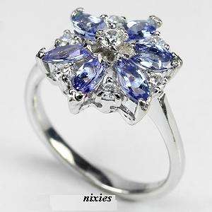 NATURAL REAL TANZANITE RING IN 925 STERLING SILVER - SIZE 6.5(N)