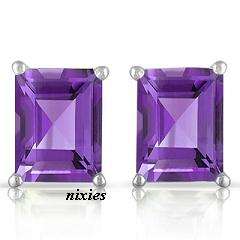 ELEGANT REAL AMETHYST 925 STERLING SILVER EARRING STUDS