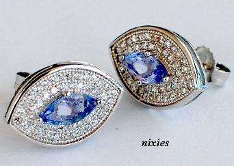 MAGNIFICENT REAL TANZANITE  925 STERLING SILVER STUDS