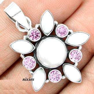 AWESOME CR PINK KUNZITE & PEARL IN SOLID 925 STERLING SILVER