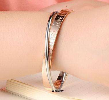 STYLISH STAINLESS STEEL "ETERNAL LOVE" BANGLES (SET)