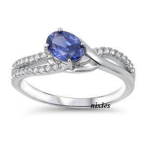 CHARMING 925 STERLING SILVER TANZANITE RING - SIZE 6(M)