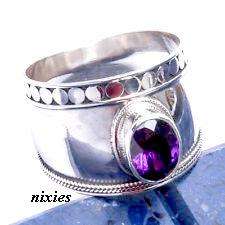EXTRAORDINARY STERLING SILVER CR AMETHYST RING - SIZE 6(M)