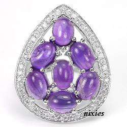 CHUNKY AMETHYST 925 STERLING SILVER RING - SIZE 6(M)