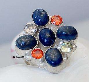 LOVELY LAPIS LAZULI 925 STERLING SILVER RING - SIZE 7(O)