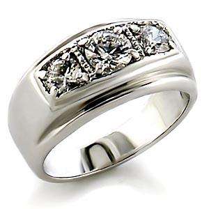 VERY ELEGANT MENS RING WITH SIMULATED DIAMONDS - SIZE 9