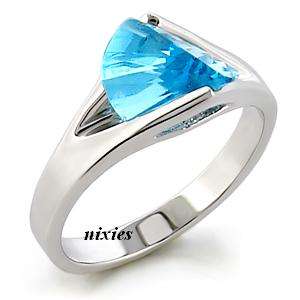 REMARKABLE AQUAMARINE LASER CUT RING - SIZE 6