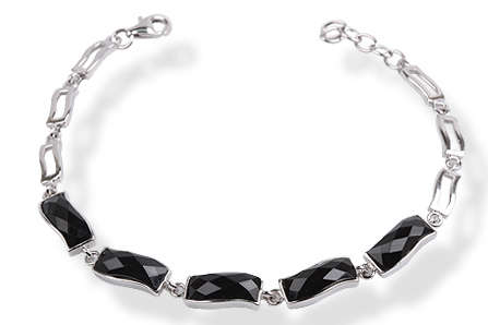 STERLING SILVER JET BLACK ONYX BRACELET